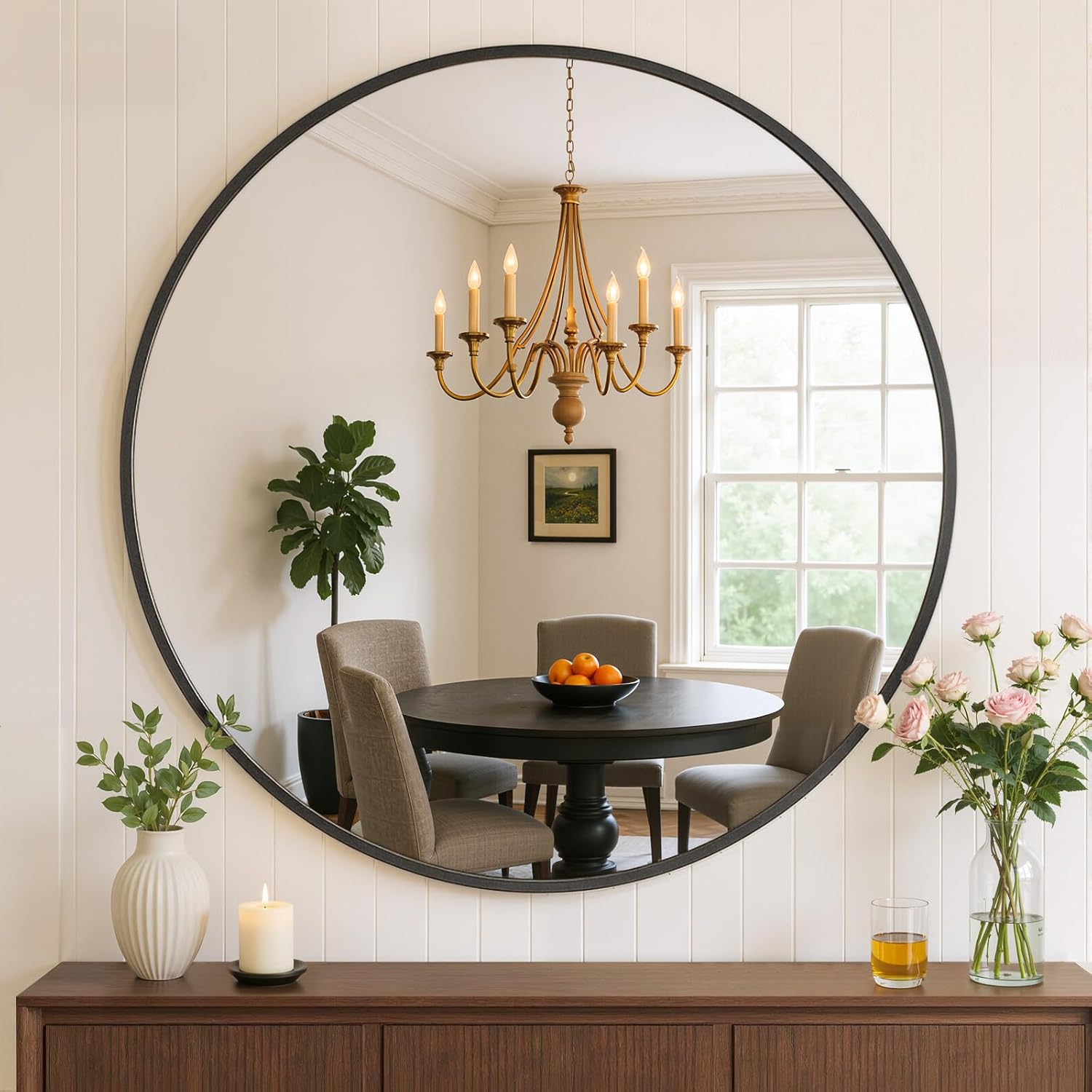 24-inch Black Round Mirror