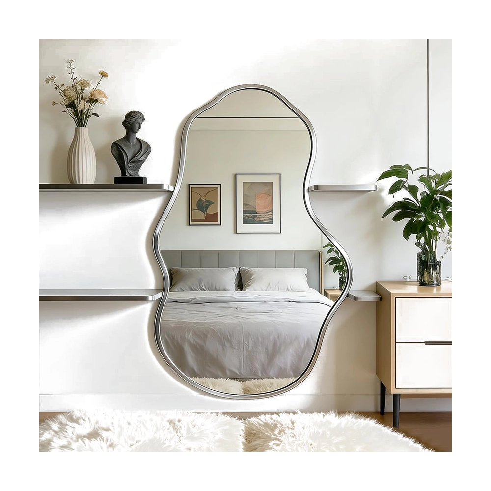 Abstract Silver Wall Mirror