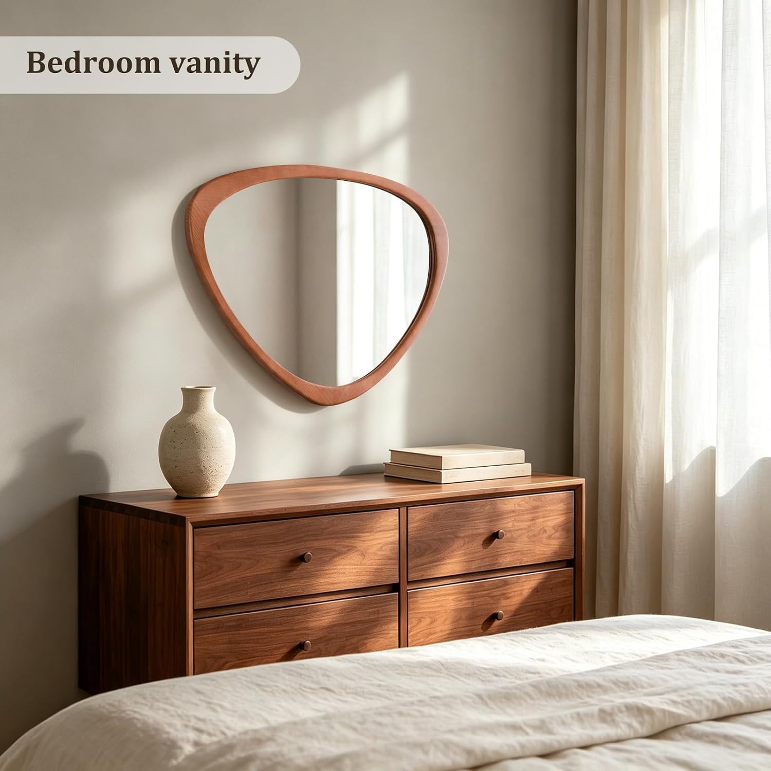 Asymmetrical Wood Wall Mirror