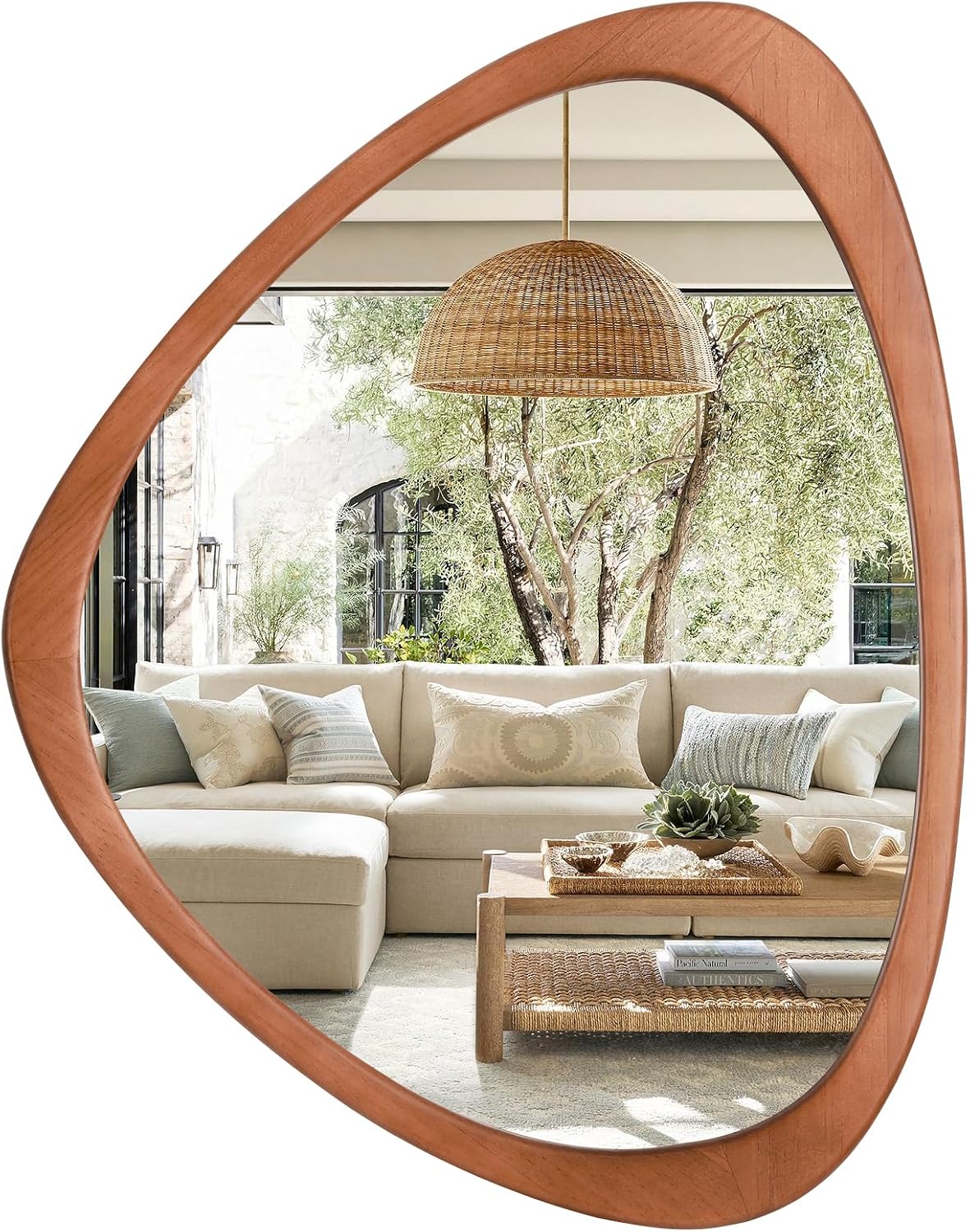 Asymmetrical Wood Wall Mirror