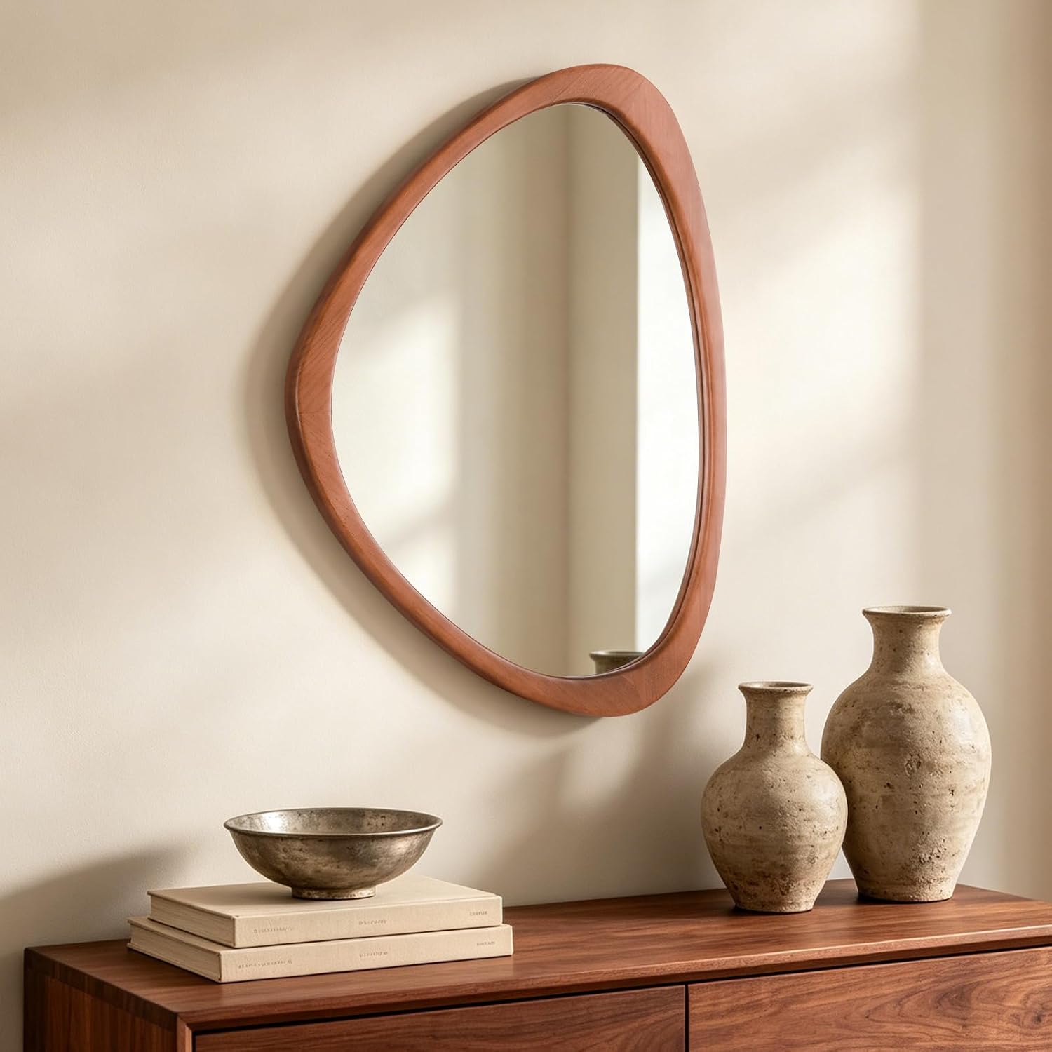 Asymmetrical Wood Wall Mirror