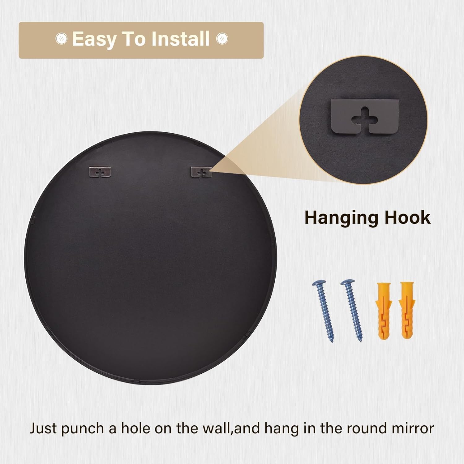 Black Aluminium Round Wall Mirror - 30-Inch