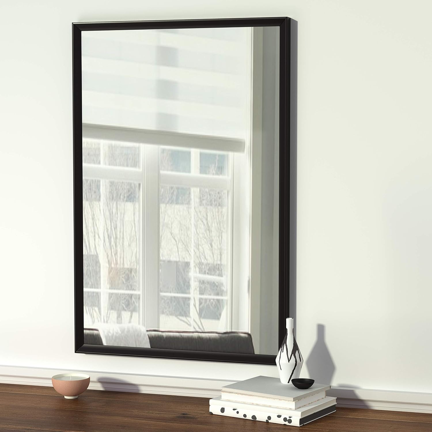 Black Trim Rectangular Wall Mirror 24x36 Inch