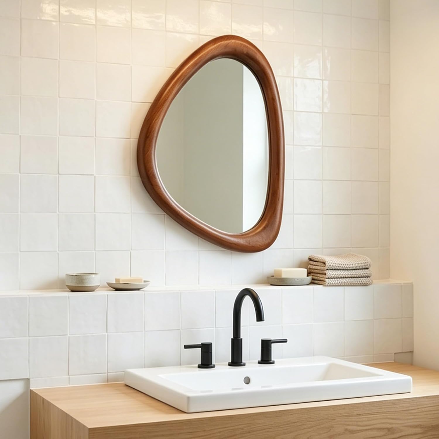 Black Walnut Irregular Mirror