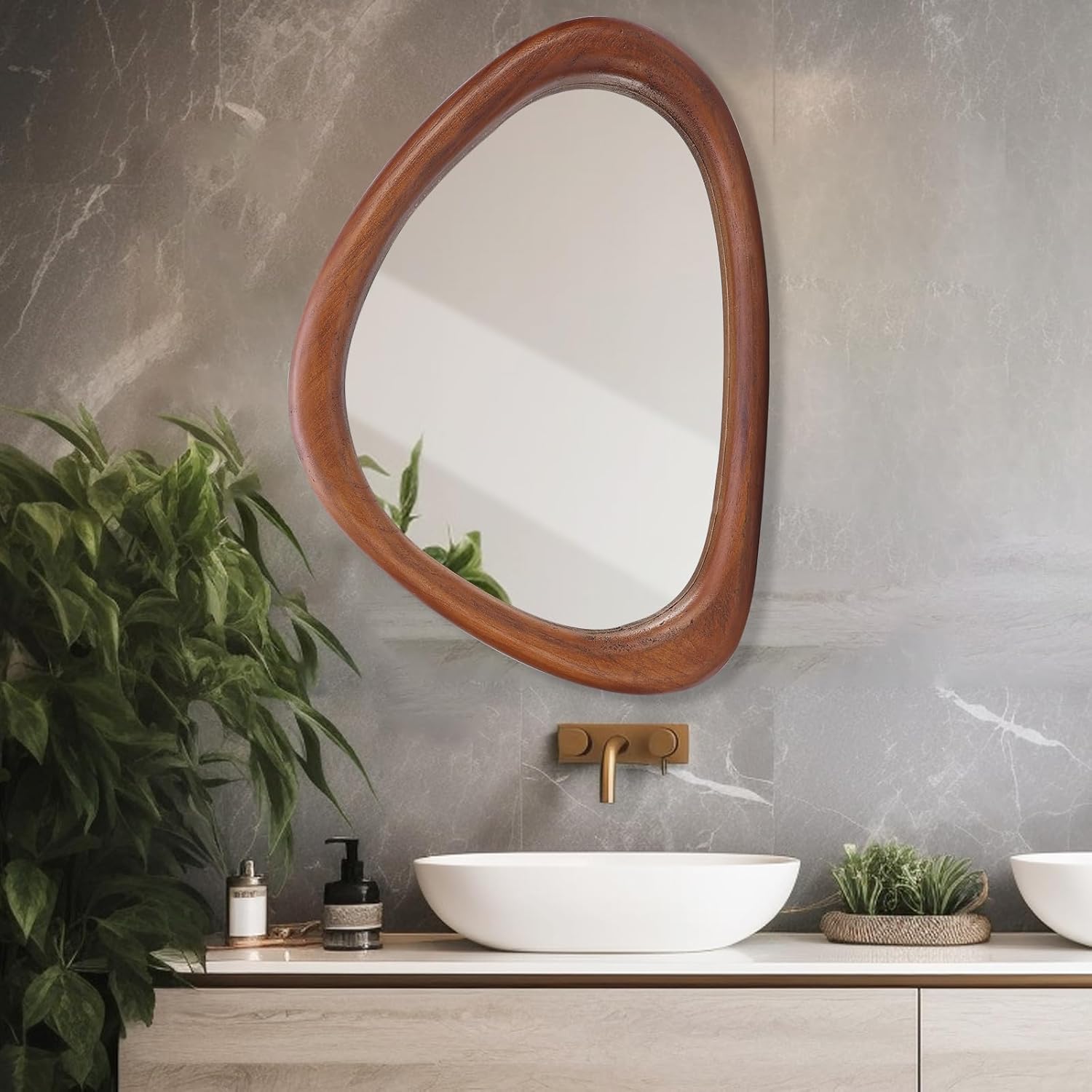 Black Walnut Irregular Mirror