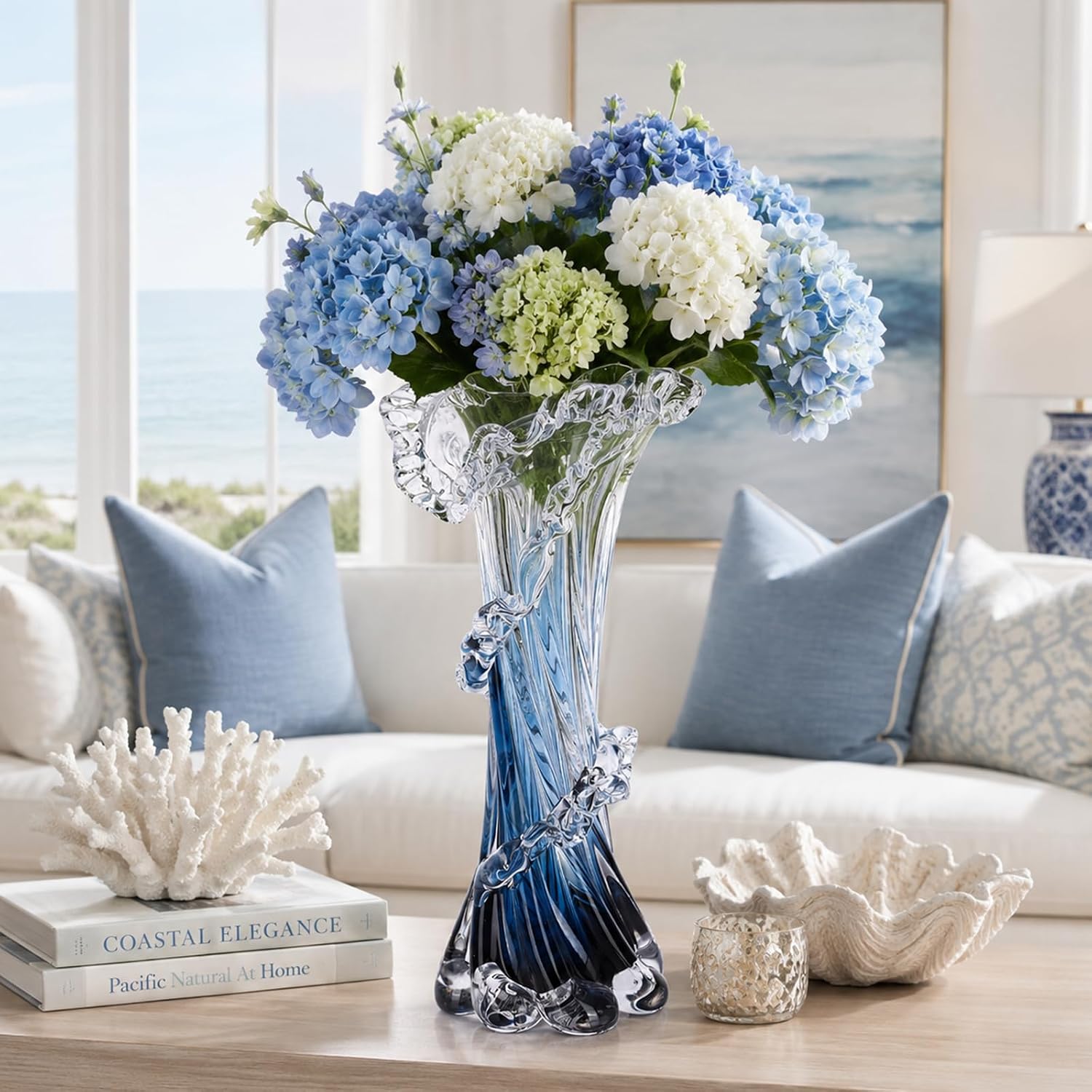Blue Wave Glass Vase