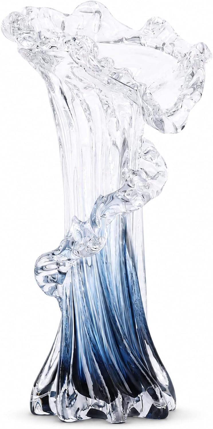 Blue Wave Glass Vase