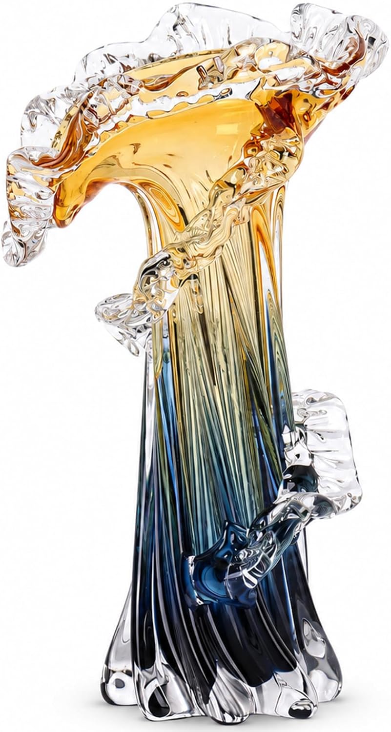 Blue Wave Glass Vase