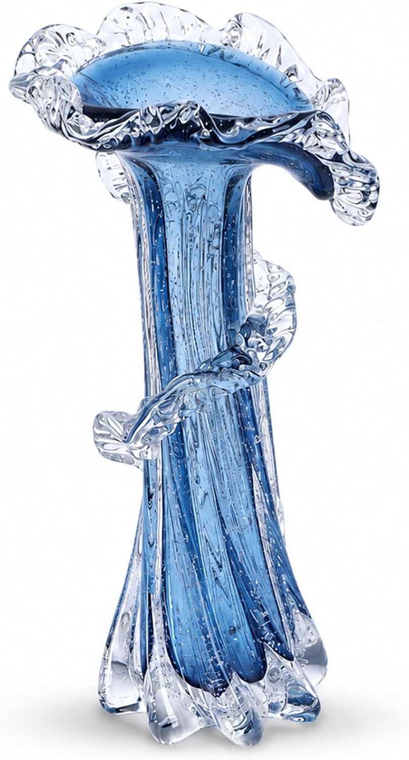 Blue Wave Glass Vase