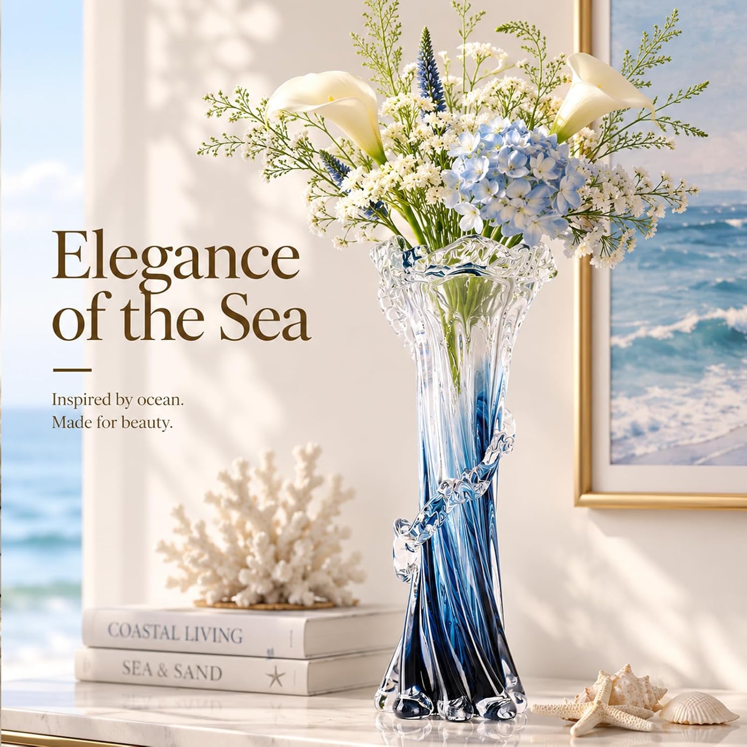 Blue Wave Glass Vase