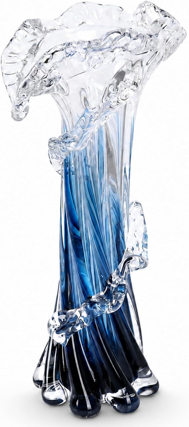 Blue Wave Glass Vase
