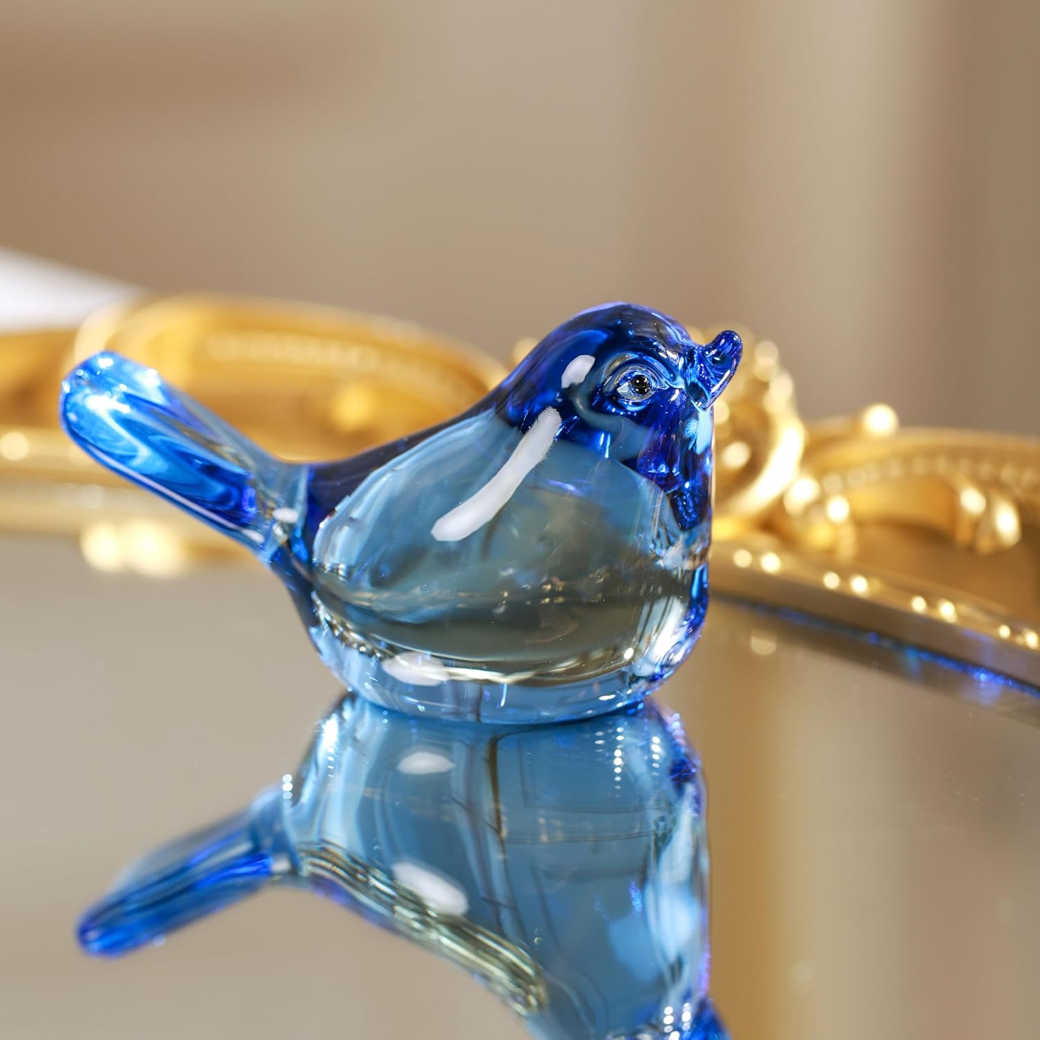 Dark Blue Glass Bird Figurine