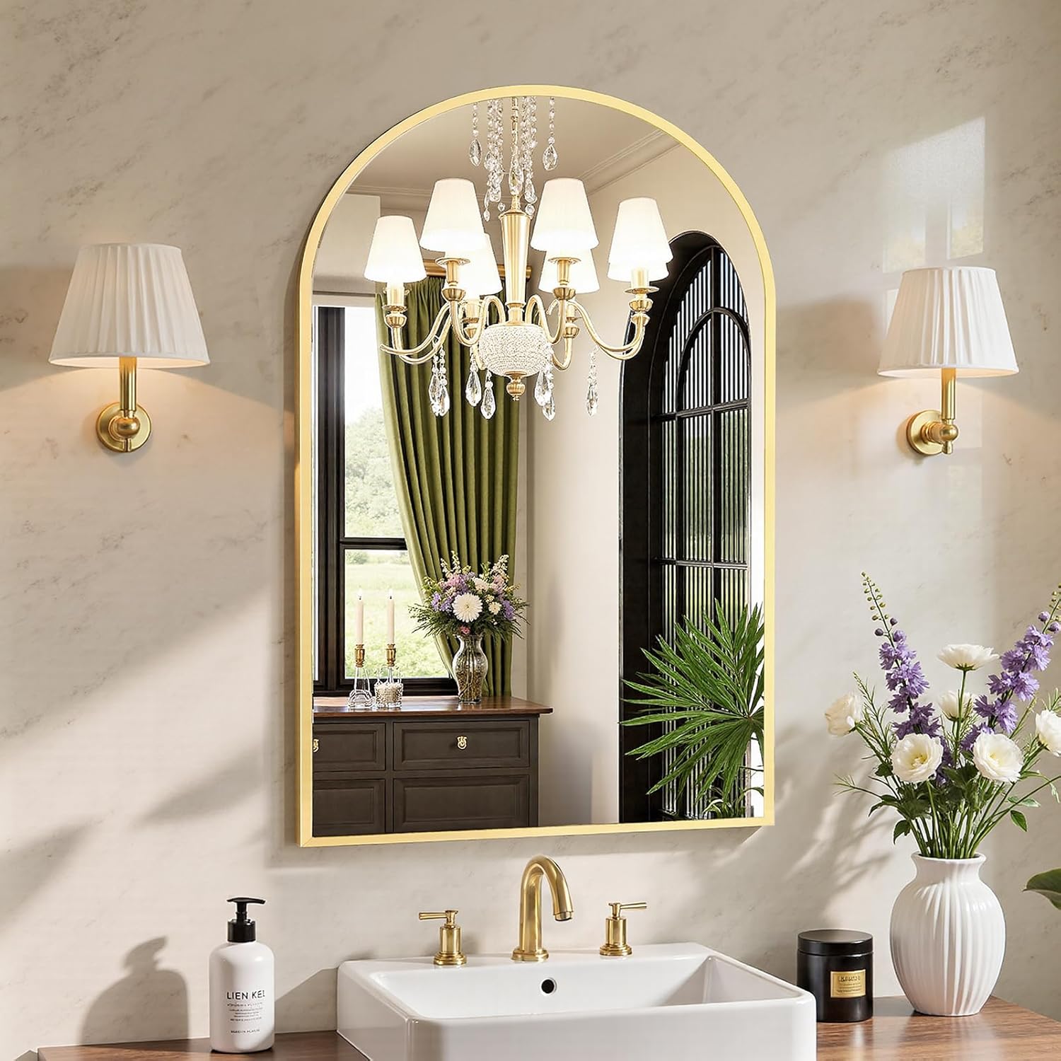 Gold Metal Arched Mirror