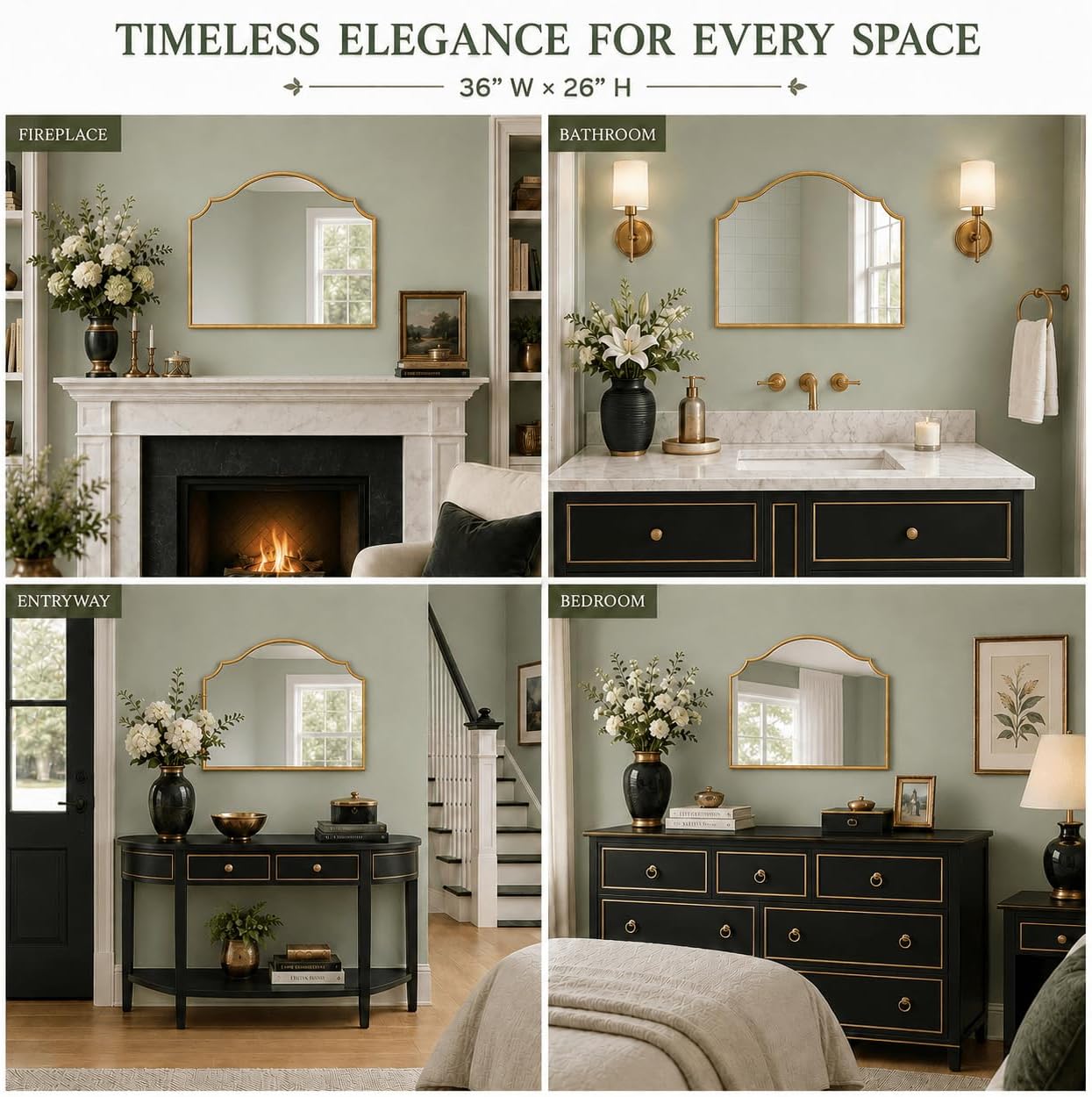 Gold Scalloped Arched Mirror