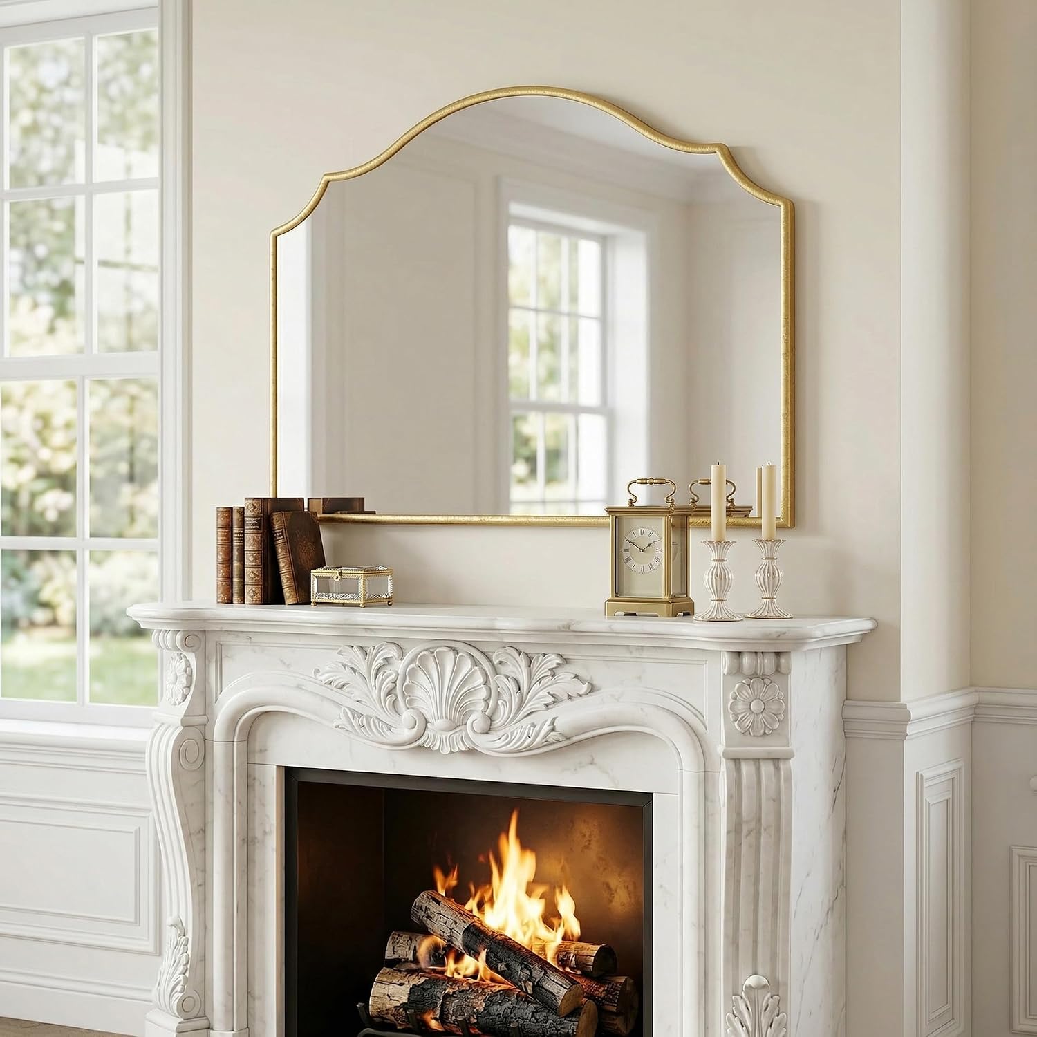 Gold Scalloped Arched Mirror