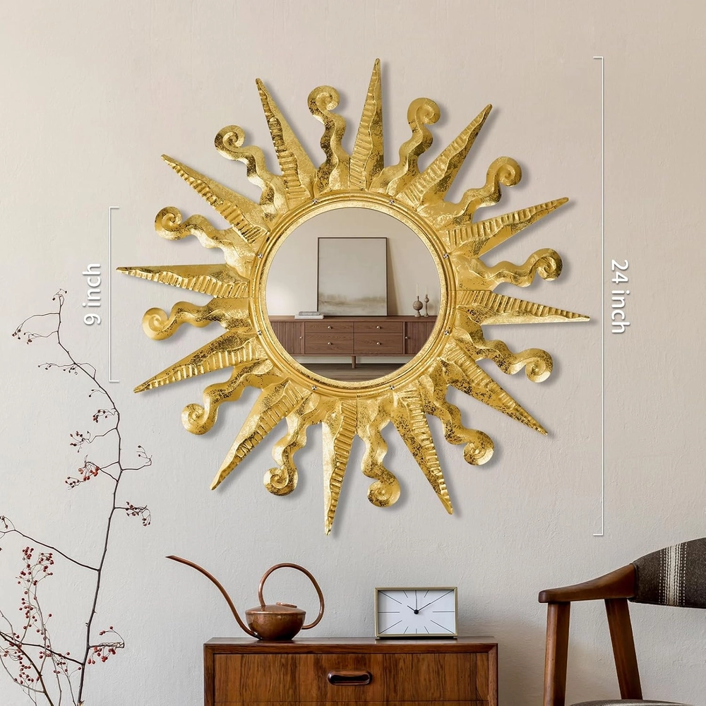 Gold Sunburst Wall Mirror - Ornate