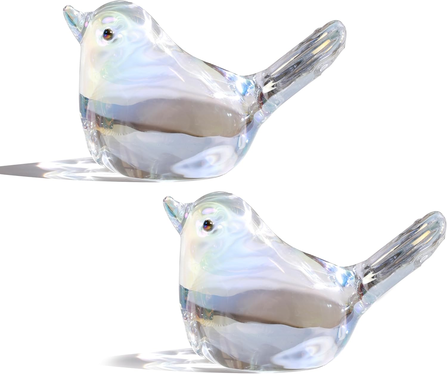 Green Glass Bird Figurines