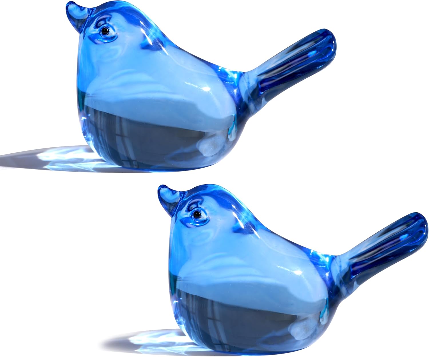 Green Glass Bird Figurines