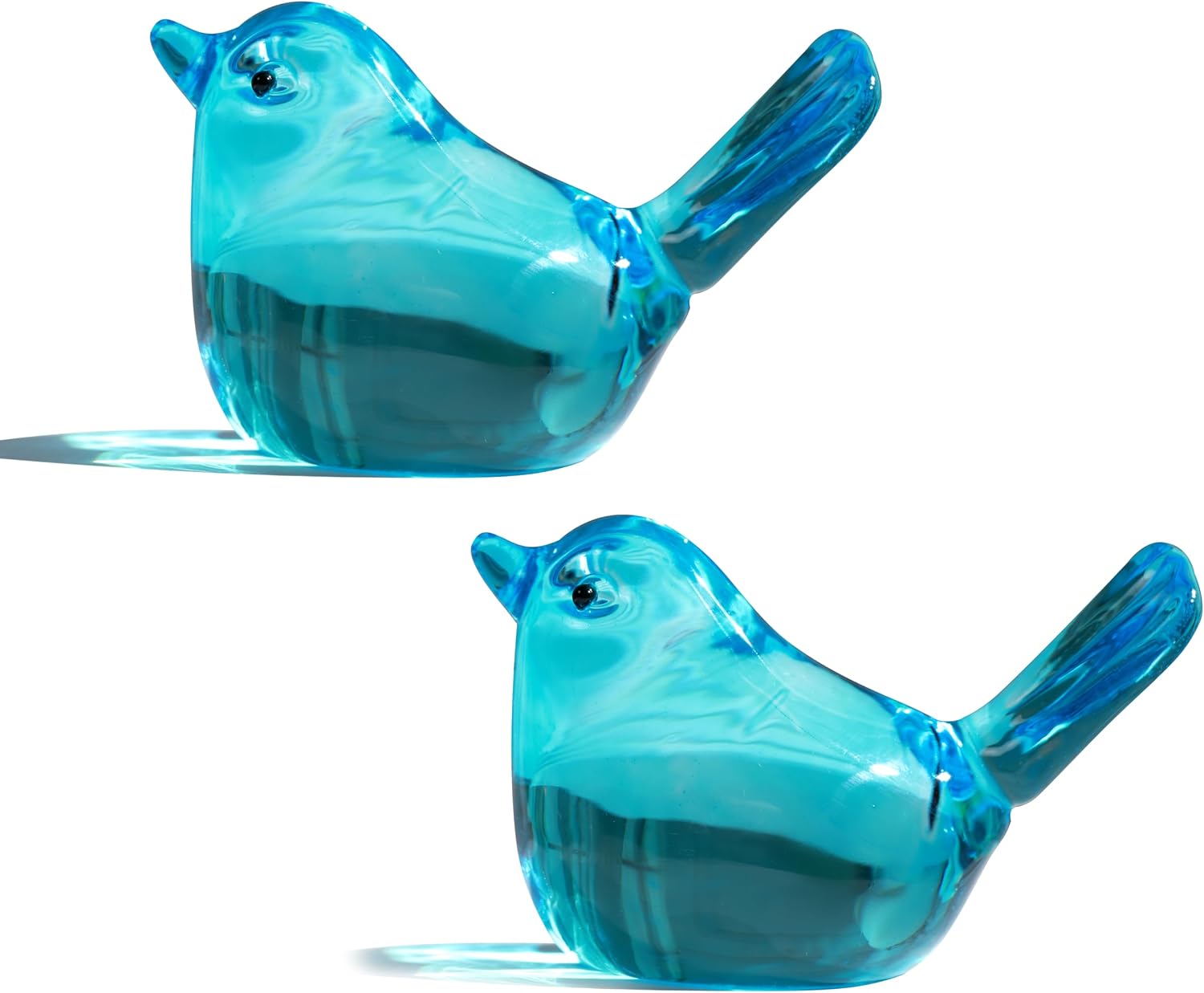 Green Glass Bird Figurines
