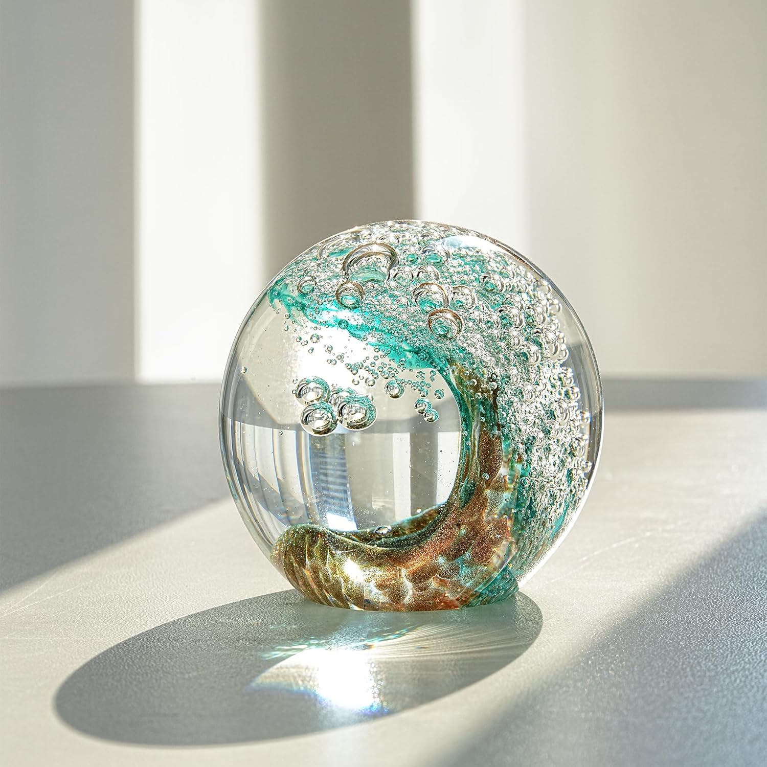 Green Ocean Wave Paperweight