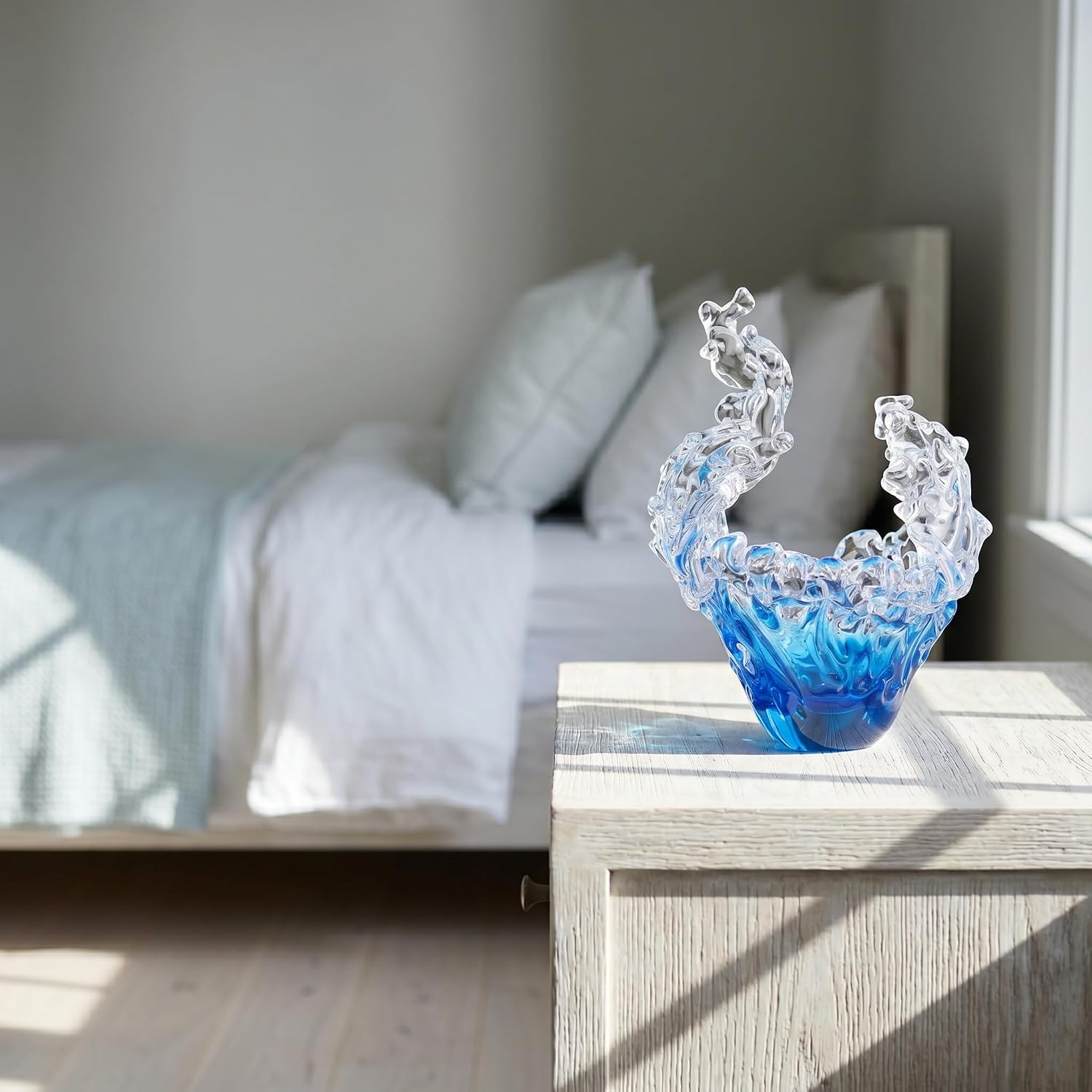 Hand-blown Blue Wave Sculpture