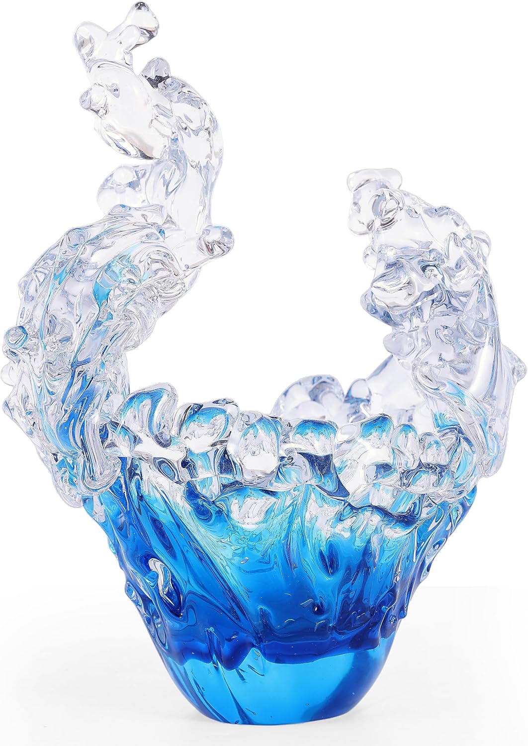 Hand-blown Blue Wave Sculpture
