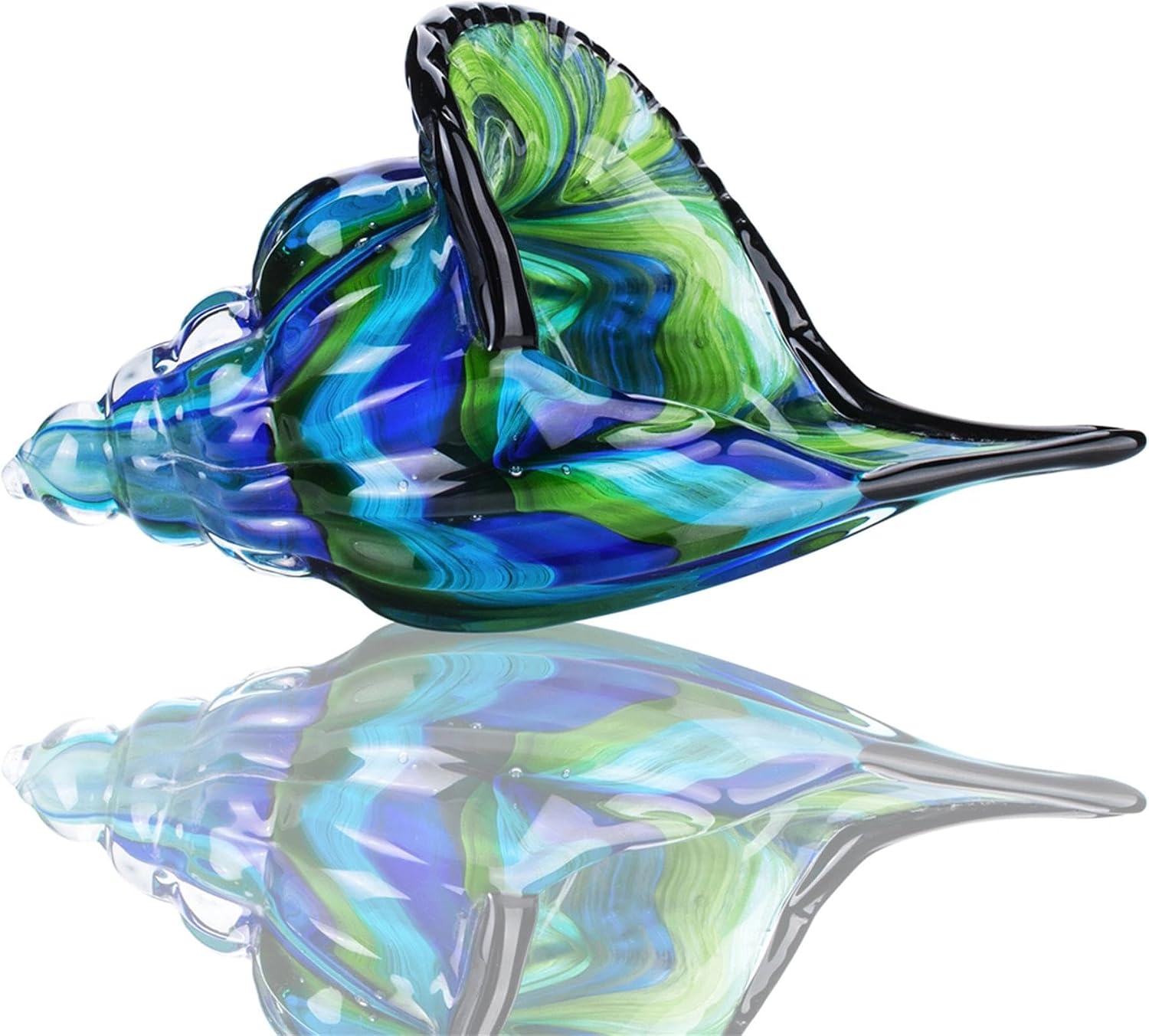 Hand-blown Glass Conch Sculpture - 8-inch