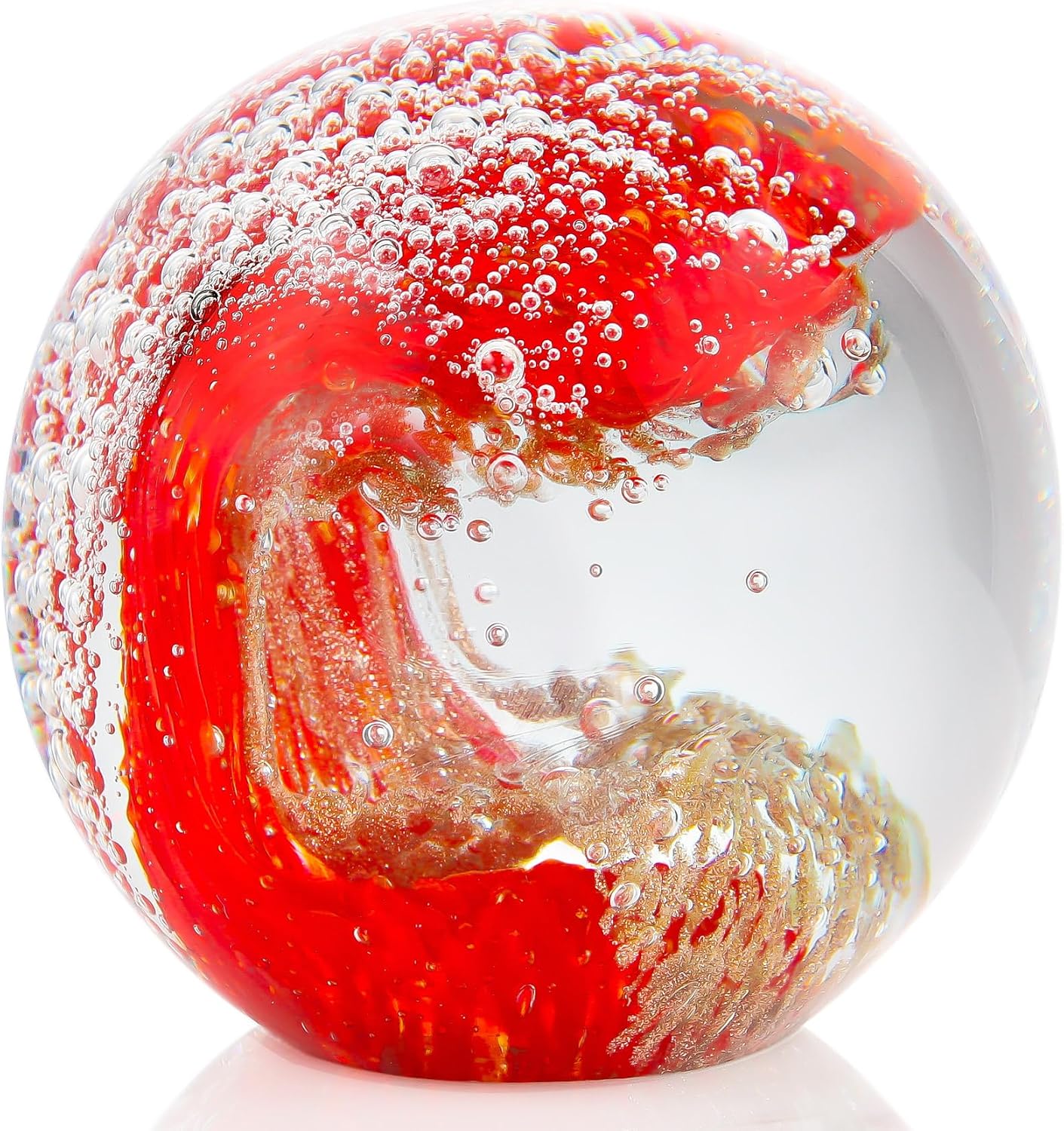 Hand-Blown Glass Ocean Wave Paperweight