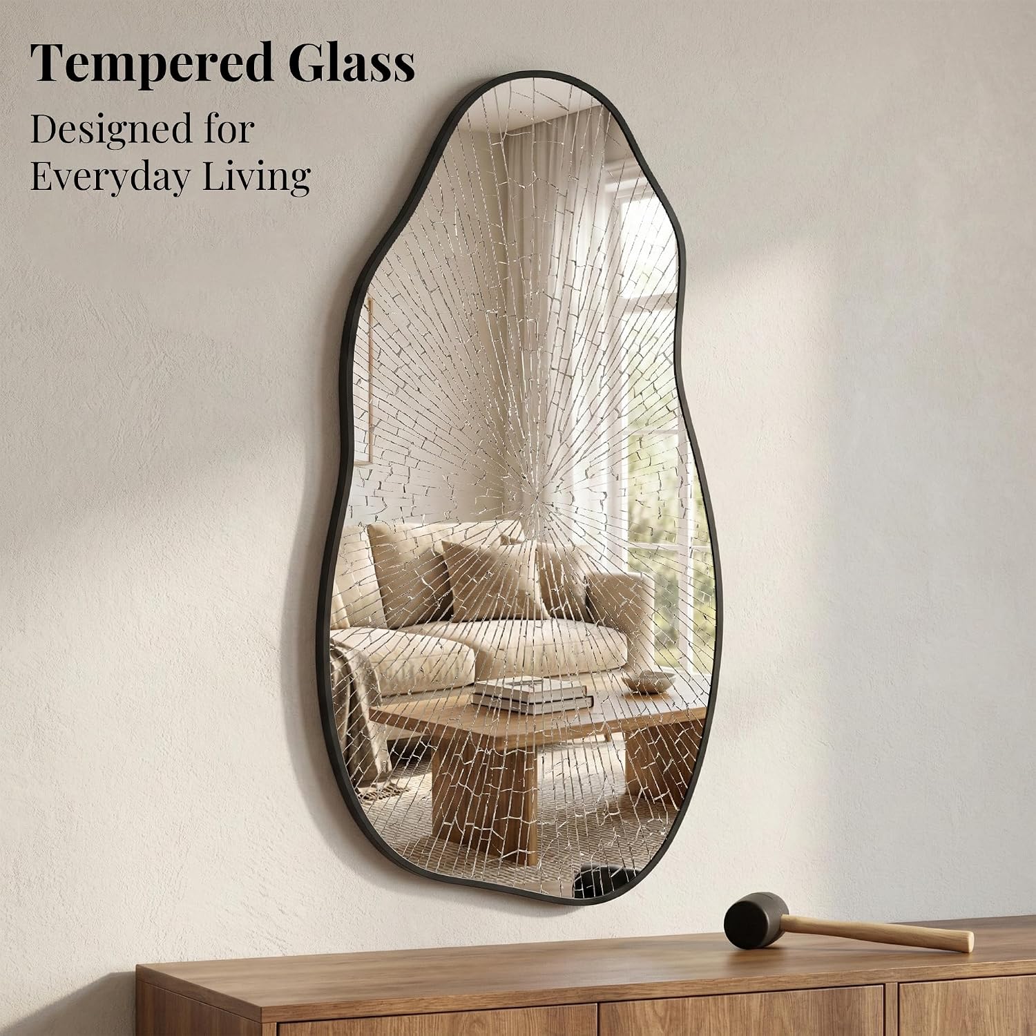 Matte Black Freeform Wall Mirror 36 x 20 Inch