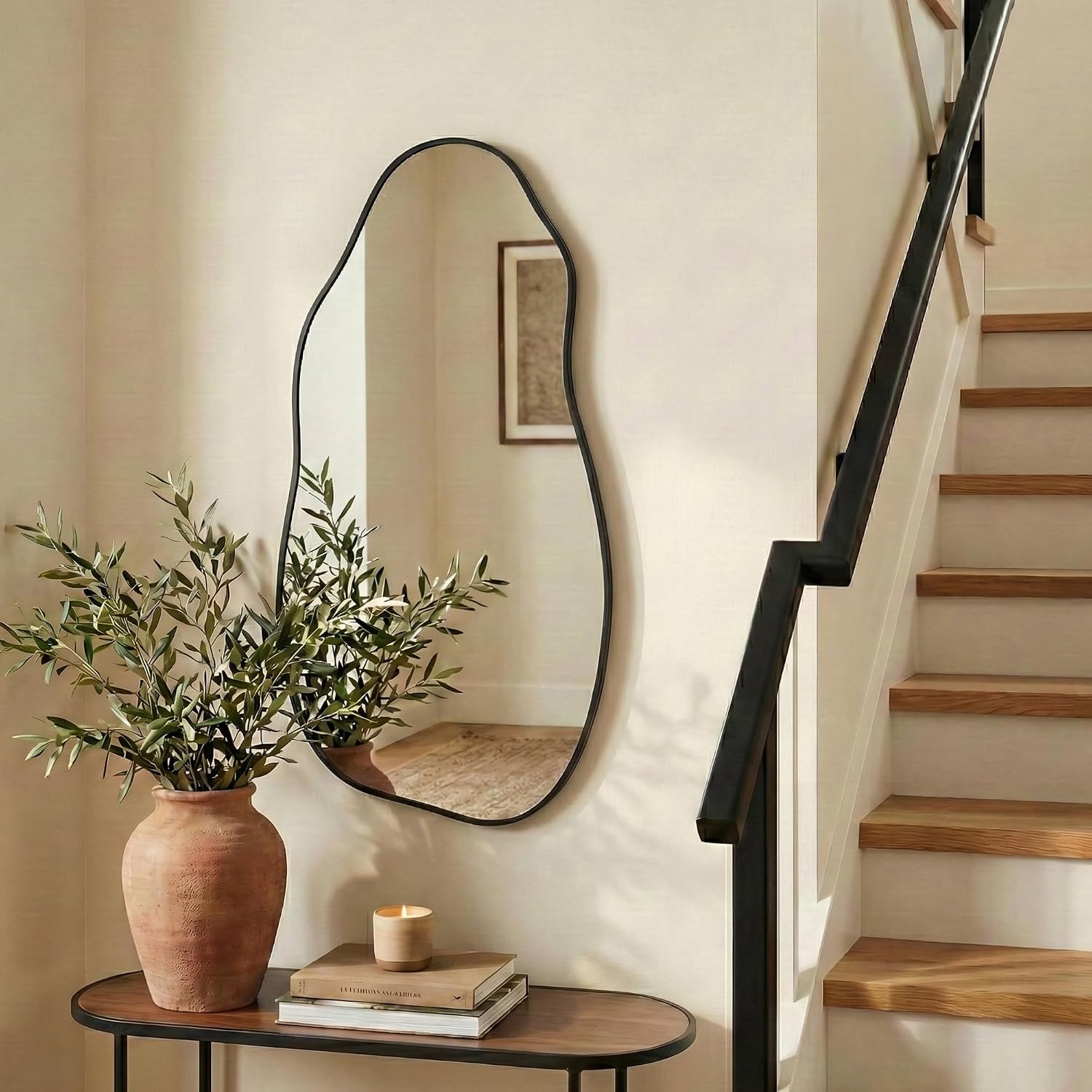 Matte Black Freeform Wall Mirror 36 x 20 Inch