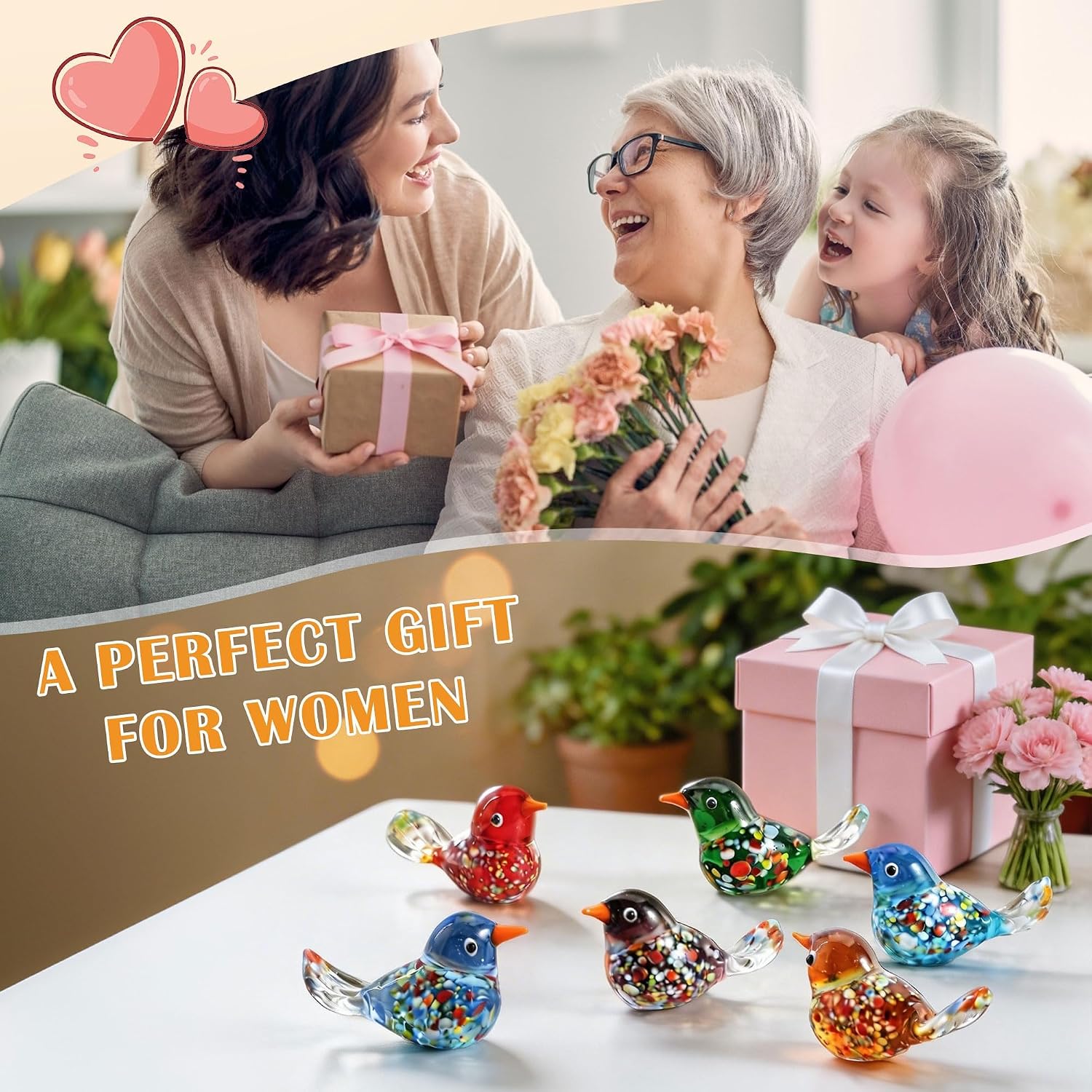 Miniature Glass Bird Figurines
