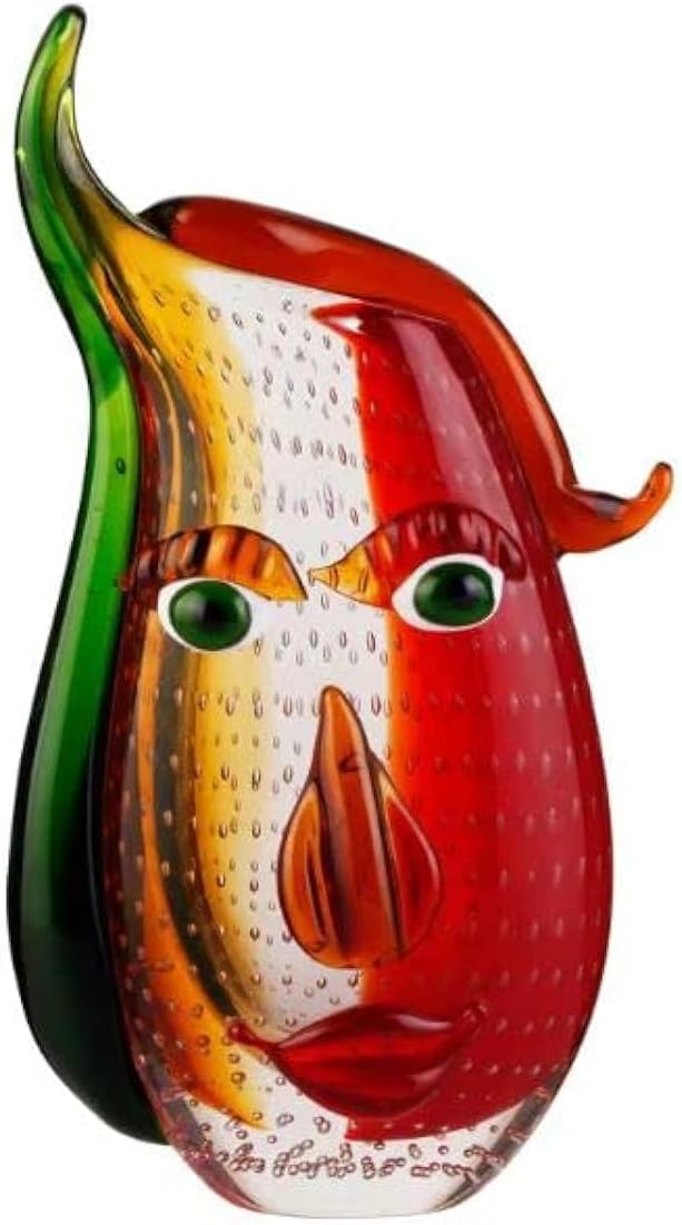 Multicoloured Face Art Glass Vase