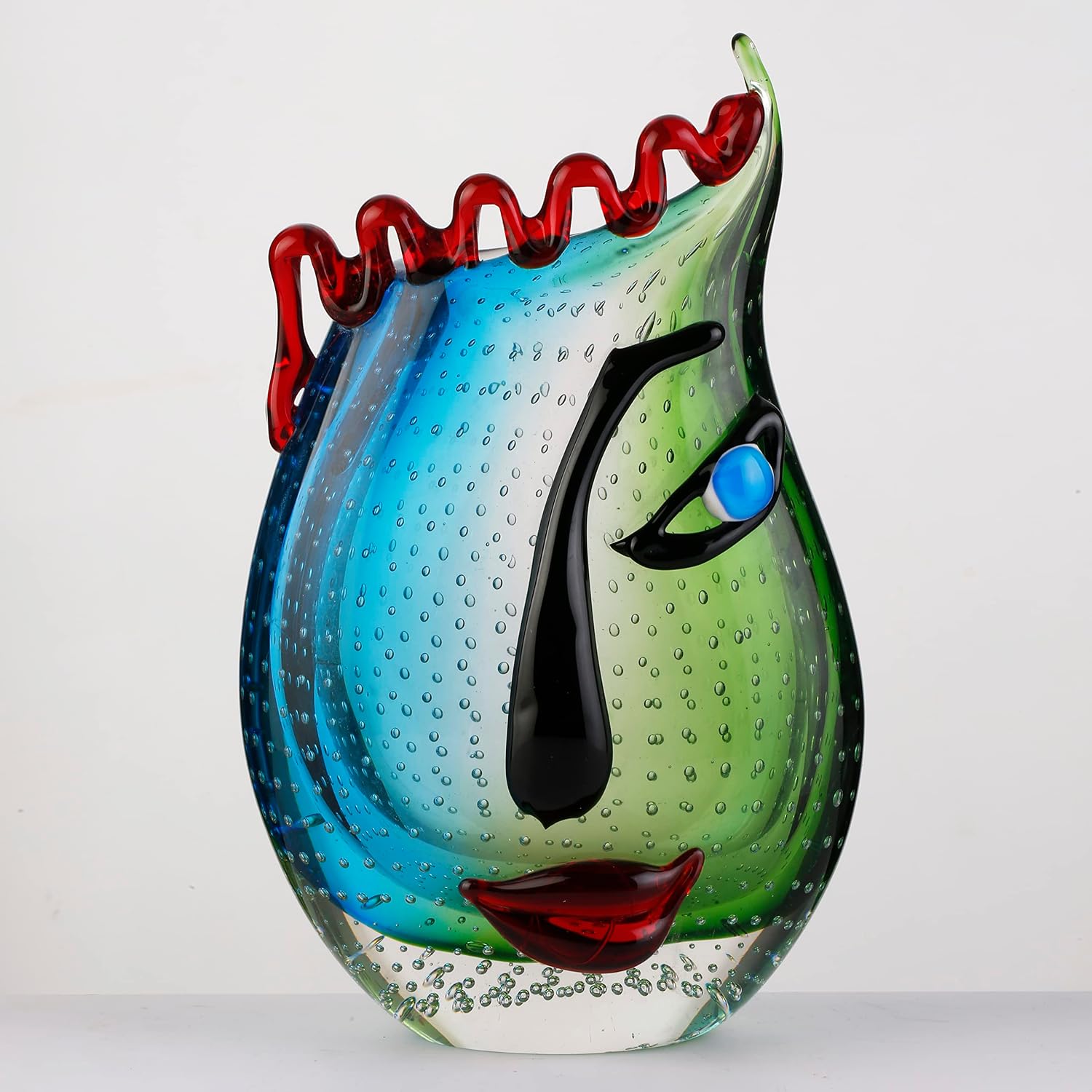 Multicoloured Face Art Glass Vase