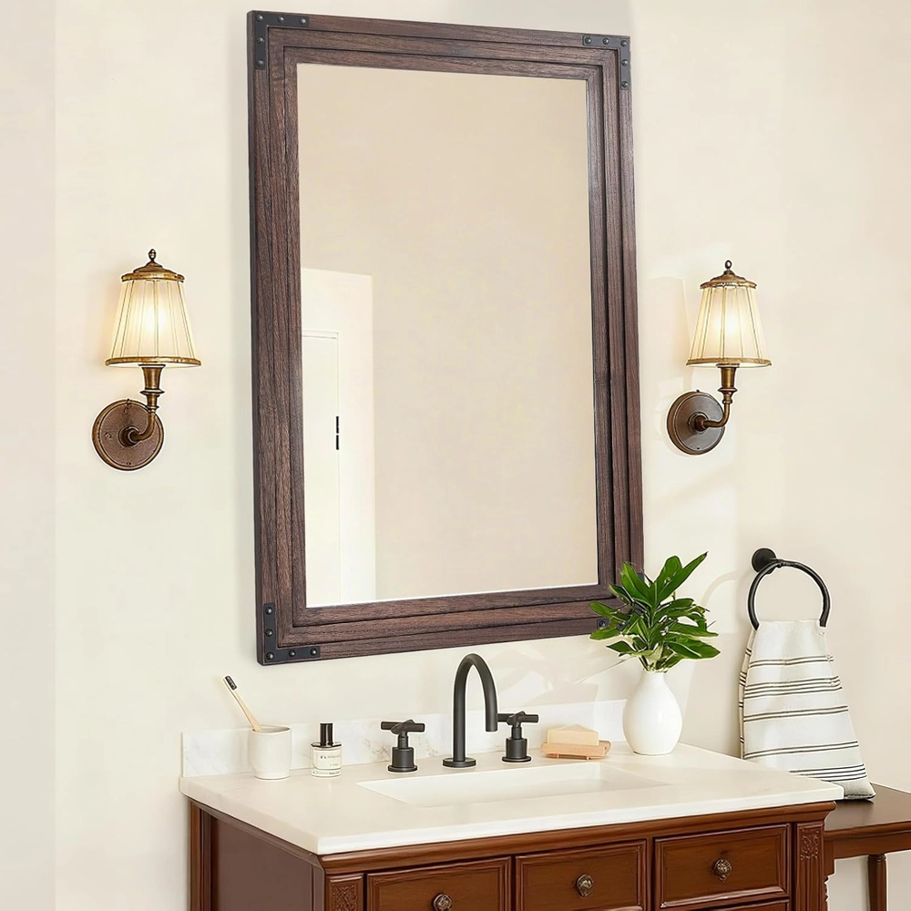 Rustic Brown Wood Mirror