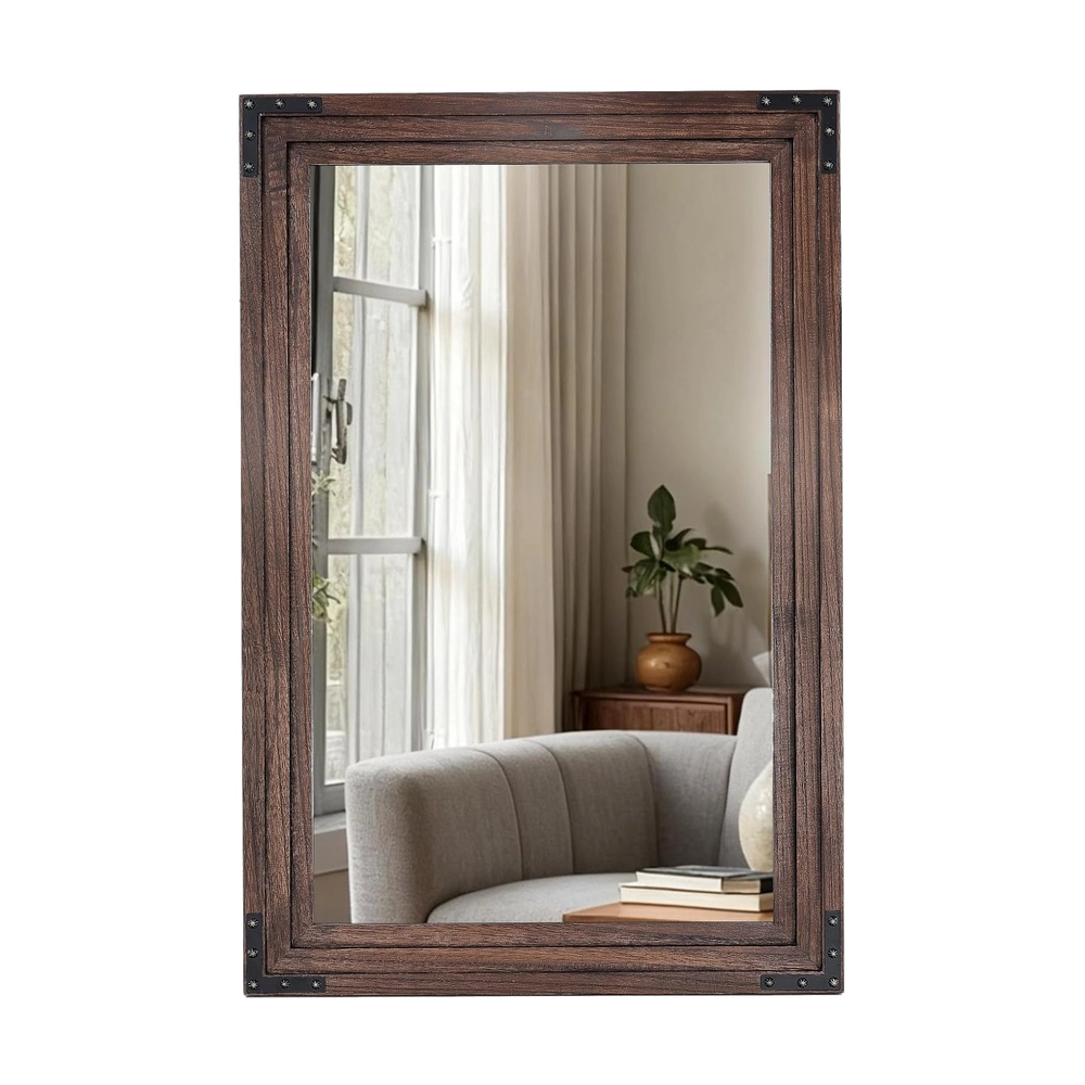 Rustic Brown Wood Mirror