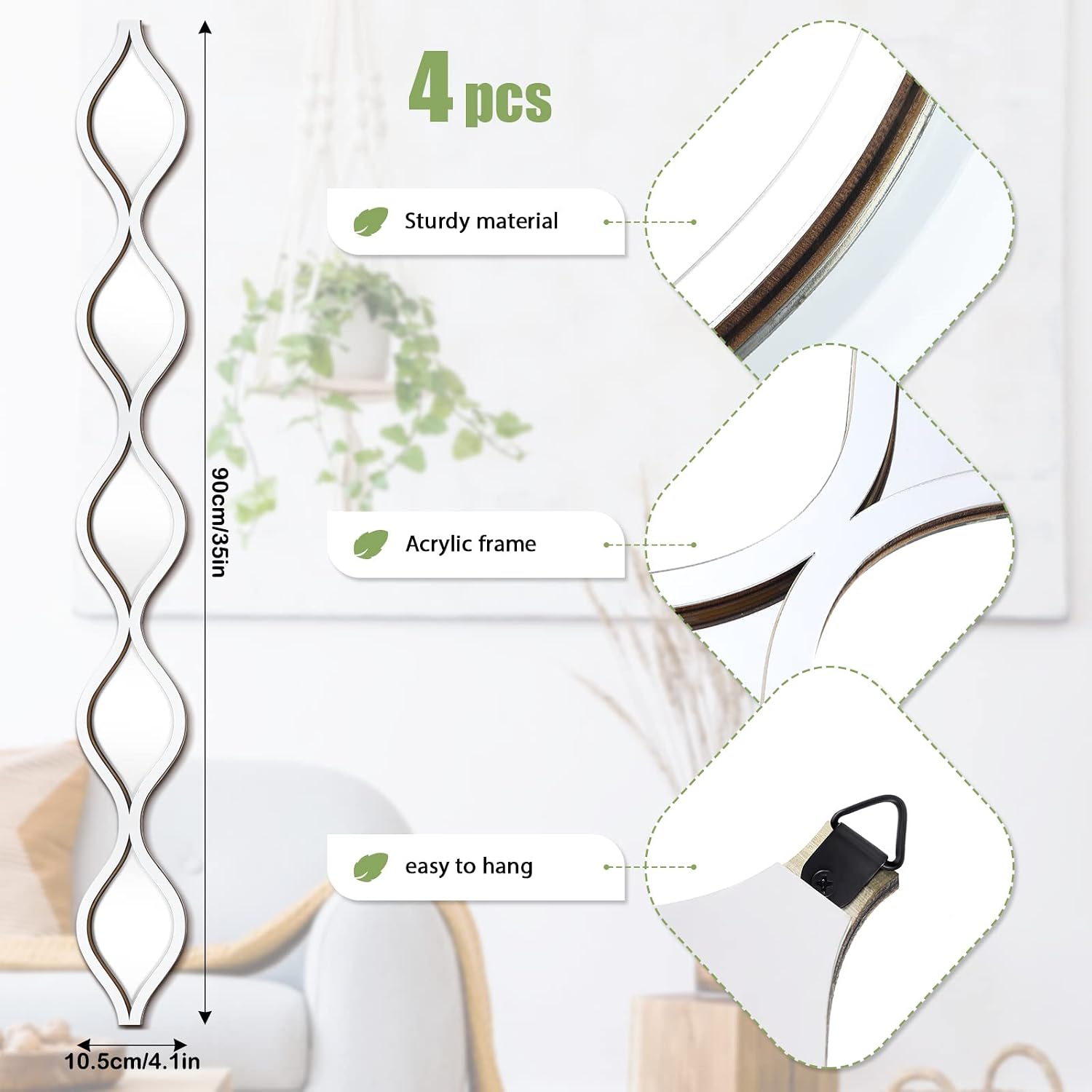 Silver Teardrop Wall Mirror Set - 4-Piece