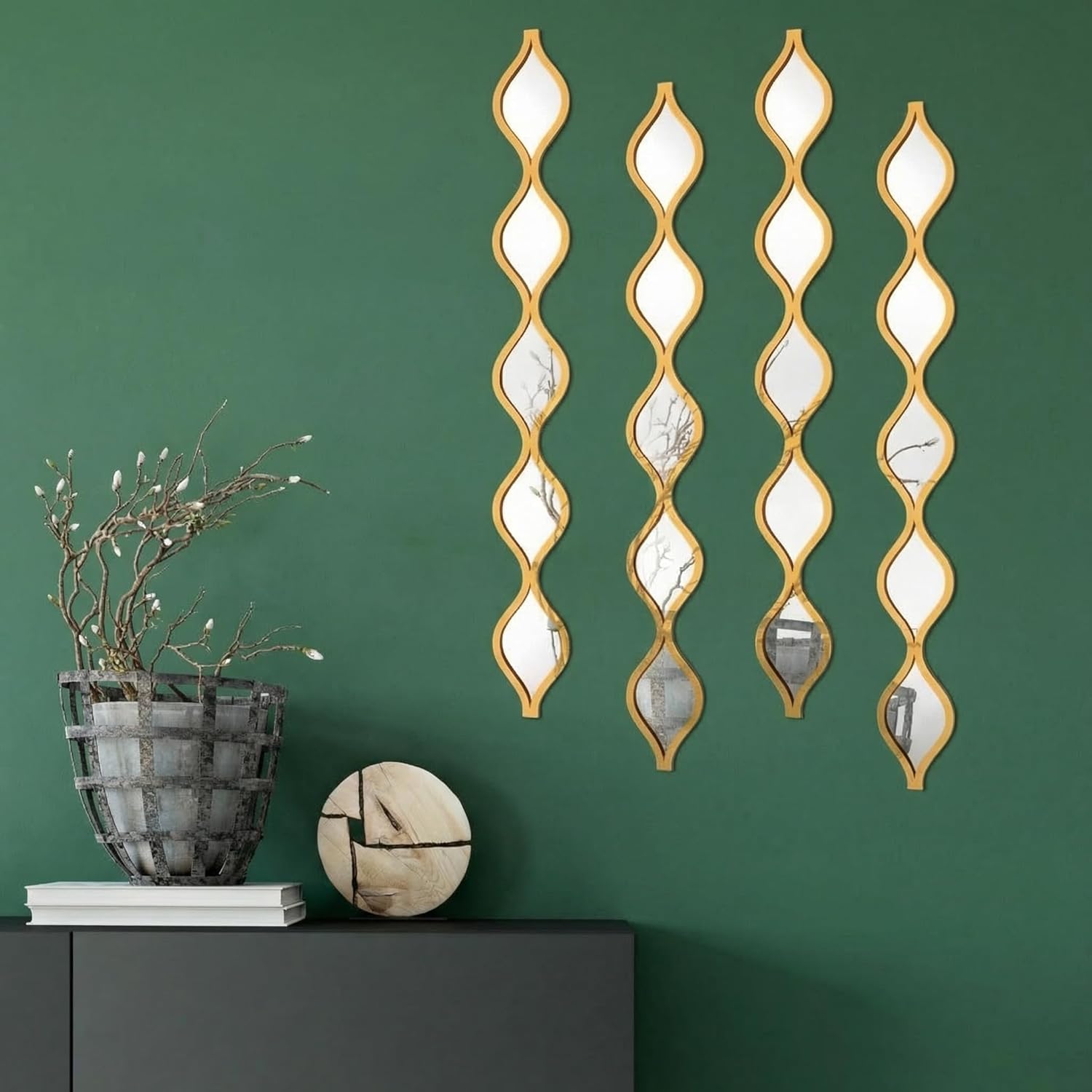 Silver Teardrop Wall Mirror Set - 4-Piece