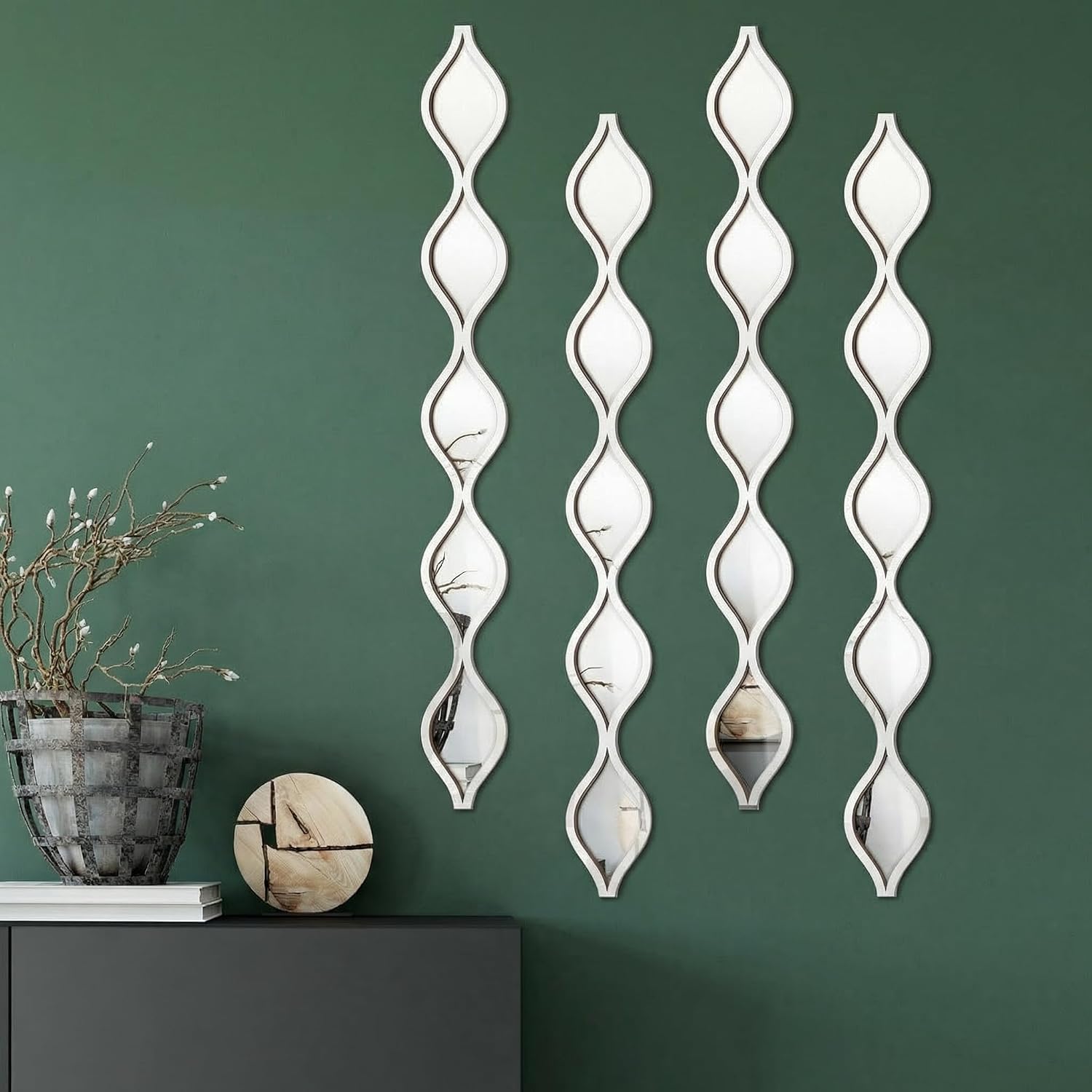 Silver Teardrop Wall Mirror Set - 4-Piece