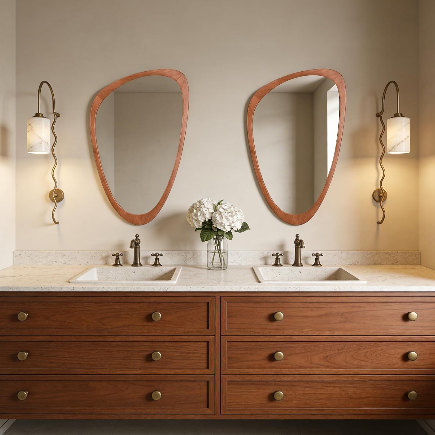 Wooden Irregular Wall Mirror