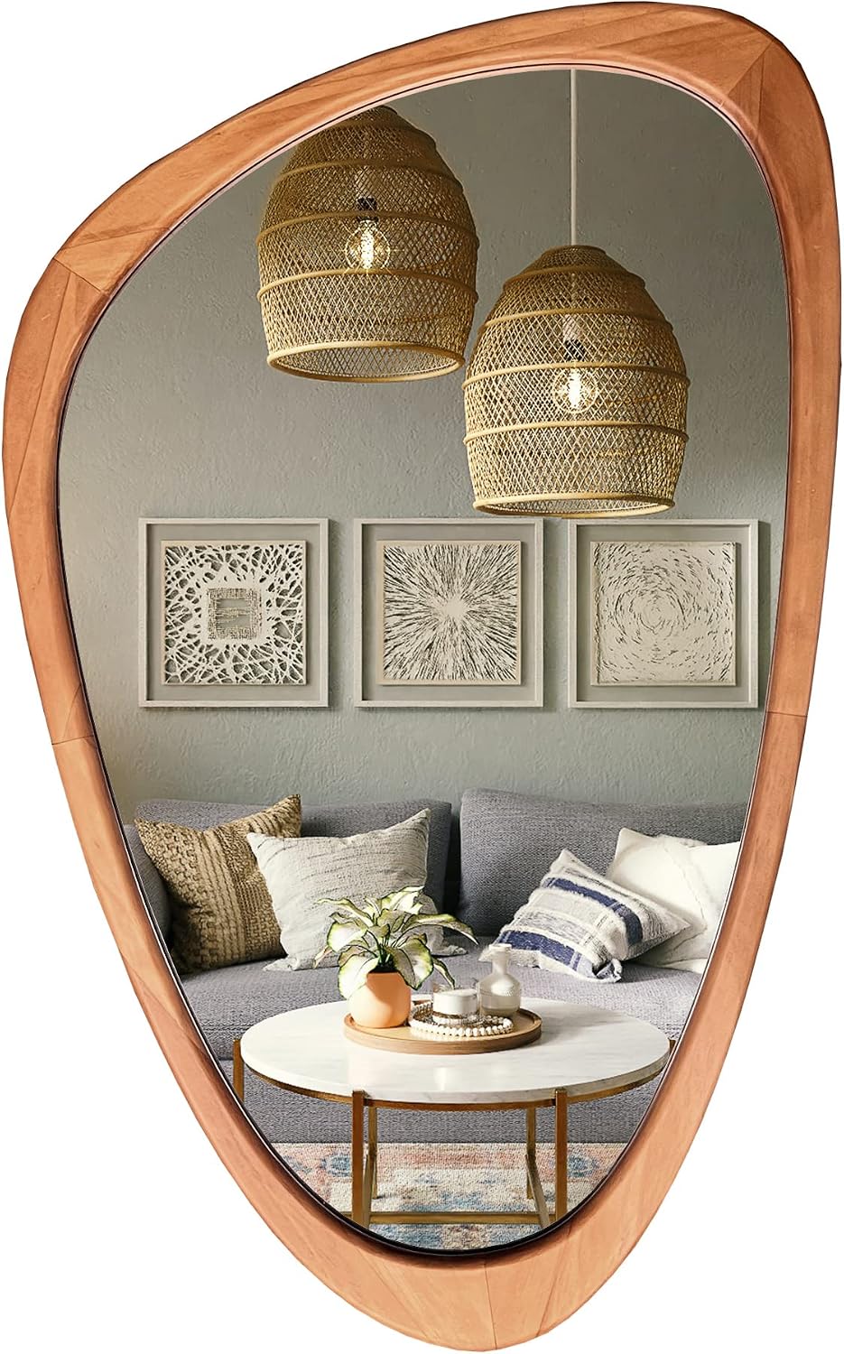 Wooden Irregular Wall Mirror